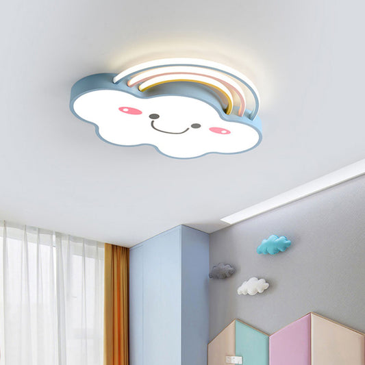 Aeyee Cloud Flush Mount Ceiling Light, Dimmable Kid's Bedroom Ceiling Light with Remote Control, Cartoon Rainbow LED Ceiling Lamp