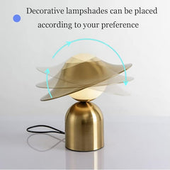 Aeyee Hat Shaped Bedside Lamp, Metal Base Table Lamp with Glass Shade, Cartoon Globe Night Light for Bedroom Reading Nightstand