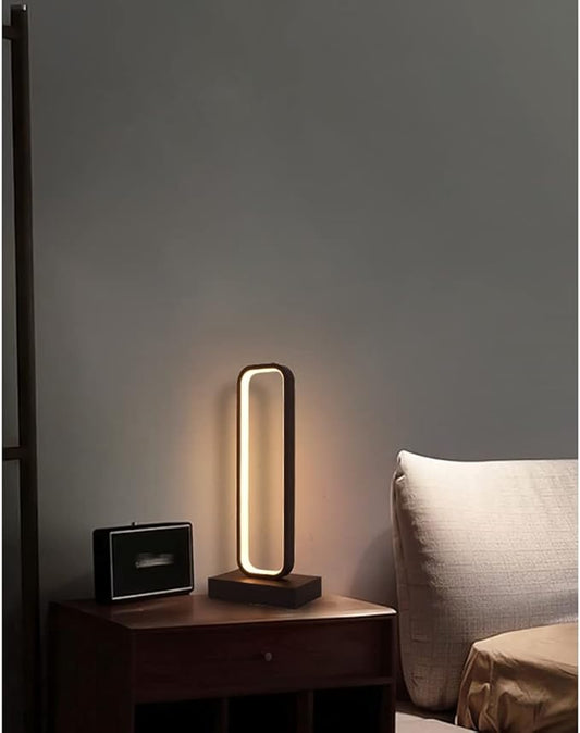 Aeyee LED Bedside Lamp, Simple Night Light, Dimmable Table Lamp for Bedroom Reading Nightstand in Black