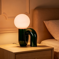 Aeyee Modern Globe Glass Table Lamp, Decorative Art Decor Night Light, Cute Bedside Desk Lamp for Bedroom Living Room Office