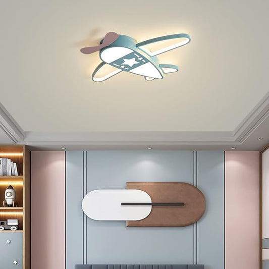 Aeyee Airplane Ceiling Light Kids, Cool Boy's Room Light, LED Cartoon Light Fixtures,Modern Kids Light with Remote Control, Dimmable