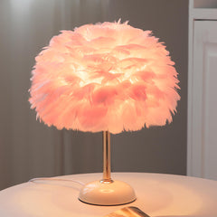 Aeyee Feather Bedside Lamp, Modern LED Night Light with Ceramic Base, Elegant Table Lamp for Bedroom