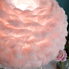 Aeyee Feather Bedside Lamp, Elegant Night Light, Crystal Desk Lamp Decorative Table Lamp, Girls Night Light for Bedroom