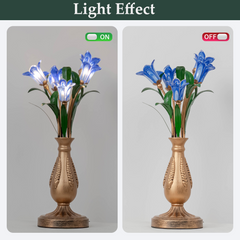 Aeyee Classic Style Table Lamp with Flower Glass Shade, Elegant Flower Night Light, Art Deco Accent Table Lamp for Bedroom Living Room