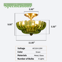 Aeyee Vintage Glass Flush Mount Ceiling Light, Petal Shape Ceiling Light Fixtures, Elegant Small Flush Chandelier for Hallway Entrance Kitchen