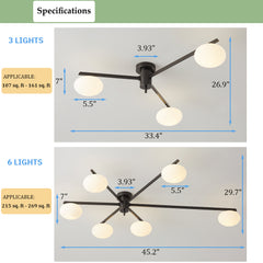 Aeyee Glass Semi Flush Mount Ceiling Light, Modern Sputnik Chandelier, Bubble Ball Ceiling Light Fixture for Dinning Living Room