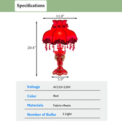 Elegant Table Lamp with Fabric Lampshade, Antique Flower Decorative Bedside Desk Lamp, Rose Decoration Night Light for Bedroom Nightstand