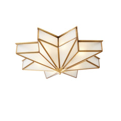 Aeyee Brass Flush Mount Ceiling Light, Star Shaped Ceiling Light Fixture, Mid Century Glass Ceiling Mount Lamp for Living Room Bedroom