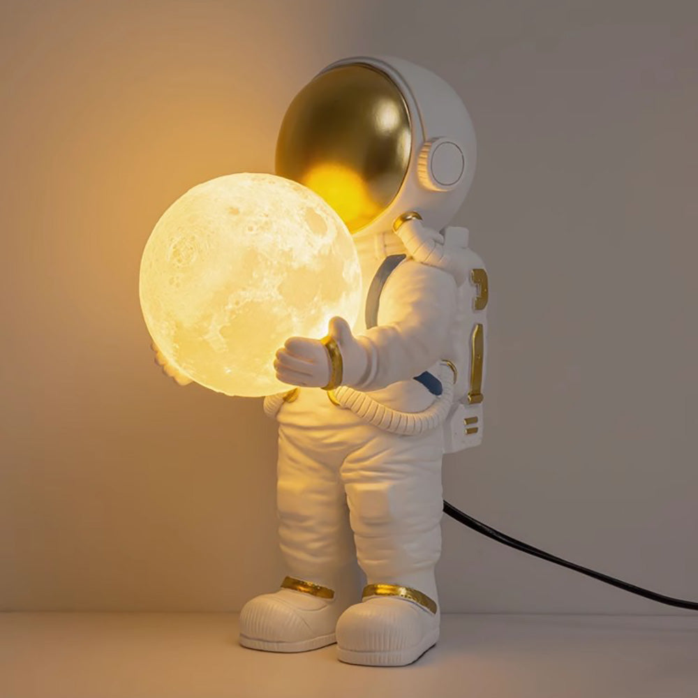 Aeyee Astronaut Table Lamp Cute Space Lamp Spaceman Bedside Lamp 3D Moon Space Decor Kids Night Light for Bedroom