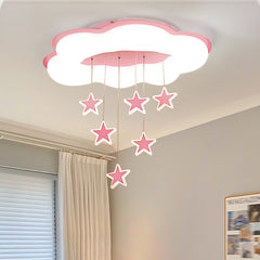 Aeyee Cloud Ceiling Light Fixtures, Kids Room Star Ceiling Light, Modern LED Ceiling Lamp for Girls Bedroom Nursery Pink Finish