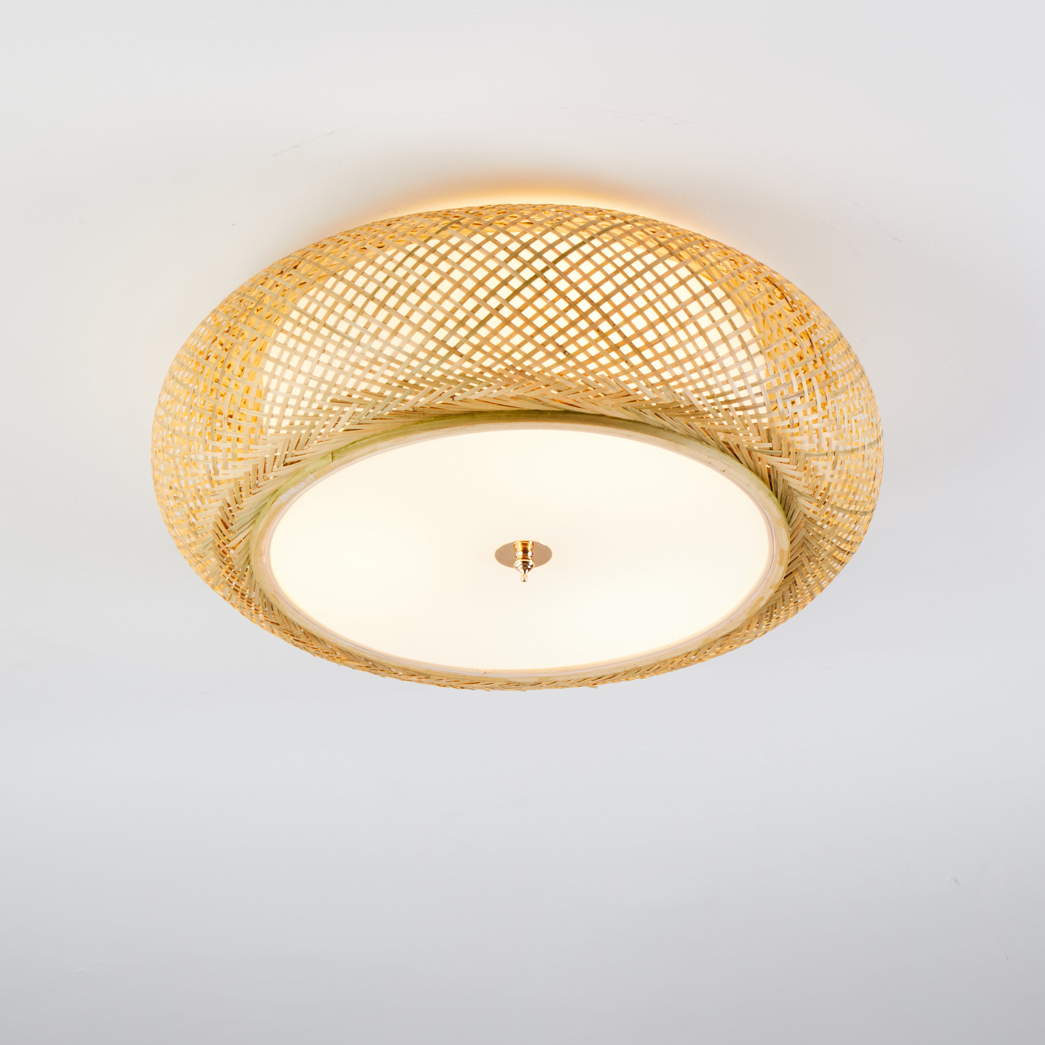 Bamboo Flush Mount Ceiling Light - Aeyee Handwoven Rattan Light Fixtur ...