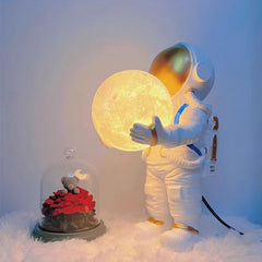 Aeyee Astronaut Table Lamp Cute Space Lamp Spaceman Bedside Lamp 3D Moon Space Decor Kids Night Light for Bedroom
