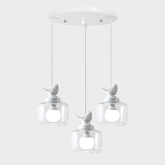 Aeyee Glass Pendant Light Fixture, Bird Hanging Light Fixture, Cute Small Ceiling Pendant Light for Bedroom Kitchen in White