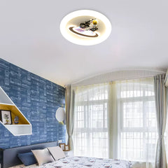 Aeyee Astronaut Ceiling Light Fixtures, Cool Kids Room Round Ceiling Light, Modern Motorcycle LED Ceiling Lamp for Kid's Bedroom Nursery