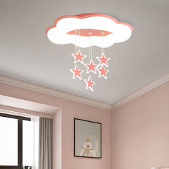 Aeyee Cloud Ceiling Light Fixtures, Kids Room Star Ceiling Light, Modern LED Ceiling Lamp for Girls Bedroom Nursery Pink Finish