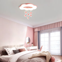 Aeyee Cloud Ceiling Light Fixtures, Kids Room Star Ceiling Light, Modern LED Ceiling Lamp for Girls Bedroom Nursery Pink Finish