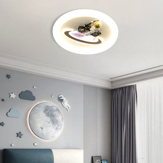 Aeyee Astronaut Ceiling Light Fixtures, Cool Kids Room Round Ceiling Light, Modern Motorcycle LED Ceiling Lamp for Kid's Bedroom Nursery