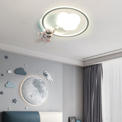 Aeyee Astronaut Ceiling Light Fixtures, Kids Bedroom Ceiling Light, Modern LED Ceiling Lamp for Boys Girls Bedroom Nursery Blue Finish