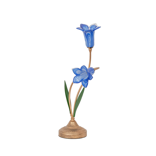 Aeyee Classic Style Table Lamp with Flower Glass Shade, Elegant Flower Night Light, Art Deco Accent Table Lamp for Bedroom Living Room