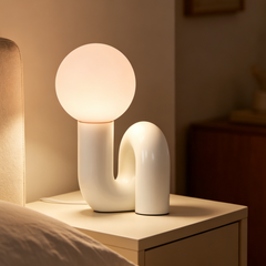 Aeyee Modern Globe Glass Table Lamp, Decorative Art Decor Night Light, Cute Bedside Desk Lamp for Bedroom Living Room Office