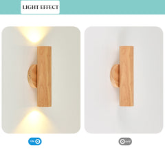 Aeyee Wood Wall Sconce, LED Wall Mounted Lamp, Dimmable Cylinder Wall Light for Stairway Bedroom (Walnut)