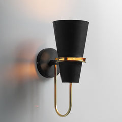 Aeyee Horn Wall Sconce, Modern Wall Mounted Lamp, Farmhouse Wall Light for Stairway Bedroom Black Finish