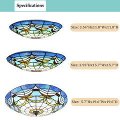 Aeyee Tiffany Ceiling Light, Antique Stained Glass Flush Mount Ceiling Light