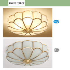 Aeyee Brass Flush Mount Ceiling Light, Frosted Glass Ceiling Mount Light, Round Ceiling Lamp, Classic Ceiling Lighting