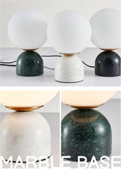 Aeyee Globe Bedside Lamp, Modern Cute Night Light with Glass Shade, Marble Base, Small Table Lamp for Bedroom
