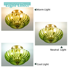 Aeyee Vintage Glass Flush Mount Ceiling Light, Petal Shape Ceiling Light Fixtures, Elegant Small Flush Chandelier for Hallway Entrance Kitchen