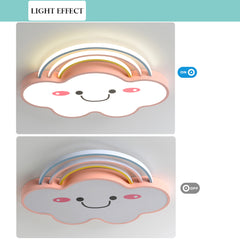 Aeyee Cloud Flush Mount Ceiling Light, Dimmable Kid's Bedroom Ceiling Light with Remote Control, Cartoon Rainbow LED Ceiling Lamp