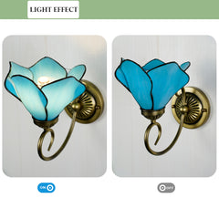 Aeyee Tiffany Wall Sconce, Flower Shaped Wall Light, Stained Glass Wall Lamp for Entrance, Bedroom, Hallway