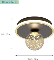 Aeyee Minimalist Globe Ceiling Light, LED Hallway Ceiling lamp with Glass Shade, Dimmable Round Lighting in Black