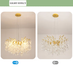 Aeyee Contemporary Crystal Chandelier, Gold Tree Branch Chandelier, Glass Pendant Light Fixture, Rainbow Glass Hanging Light, Adjustable Pendant Lights