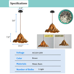 Aeyee Rustic Lotus Leaves Pendant Lighting 1 Light Classic Hanging Light Fixture, Art Deco Ceiling Pendant Light for Kitchen Island Bedroom