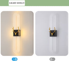 Aeyee LED Wall Sconce Lighting, Modern Acrylic Wall Lamp, Dimmable Antler Bedside Lamp, Decorative Long Wall Light