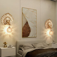 Aeyee Peacock Wall Mount Lamp, Elegant Bedside Lamp with Crystal Shade, Retro Wall Light Fixtures for Bedroom Balcony, Gold