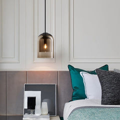 Aeyee Modern Glass Pendant Light Fixture, Double Glass Hanging Light, Adjustable Ceiling Pendant Light for Bedroom Kitchen Island