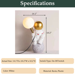 Aeyee Astronaut Table Lamp, Resin Night Light, Space Themed Table Light, Cute 3D Printed Moon Bedside Desk Lamp for Kids Bedroom, Nursery