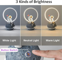 Aeyee Cute Bedside Lamp, Astronaut Night Light, Dimmable Table Lamp for Bedroom Reading Nightstand