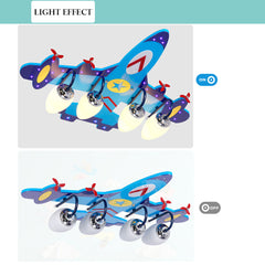 Aeyee Airplane Flush Mount Ceiling Light, 4 Lights Children's Bedroom Ceiling Light Fixture, 28'' Blue LED Ceiling Lamp