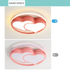 Aeyee Heart Shaped Flush Mount Ceiling Light, Dimmable Children's Bedroom Ceiling Light Fixture, 19.6'' Cute LED Ceiling Lamp in Pink