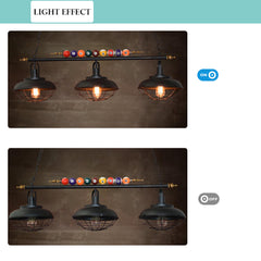 Aeyee Pool Table Light Fixture, Classy Ball Design Billiard Pendant Light, 3 Lights Game Room Lighting Black Finish