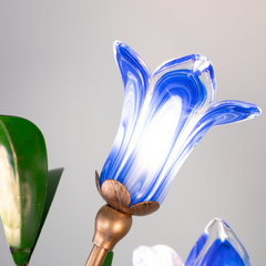 Aeyee Classic Style Table Lamp with Flower Glass Shade, Elegant Flower Night Light, Art Deco Accent Table Lamp for Bedroom Living Room