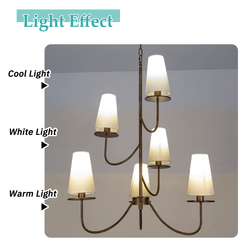 Aeyee Modern Chandeliers, Classic Multi-Layered Pendant Light Fixture, Height Adjustable, 6 Lights Elegant Pendant Light with Fabric Shade for Bedroom Living Room