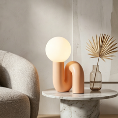 Aeyee Modern Globe Glass Table Lamp, Decorative Art Decor Night Light, Cute Bedside Desk Lamp for Bedroom Living Room Office