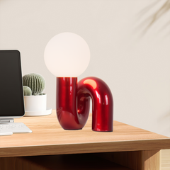 Aeyee Modern Globe Glass Table Lamp, Decorative Art Decor Night Light, Cute Bedside Desk Lamp for Bedroom Living Room Office