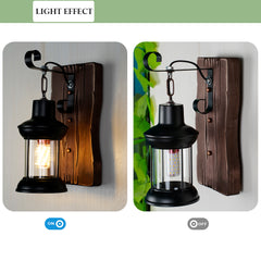 Aeyee Rustic Wood Wall Sconces, Industrial Farmhouse Wall Light, 1 Light Wall Lantern for Bedroom Hallway Stairway Bar