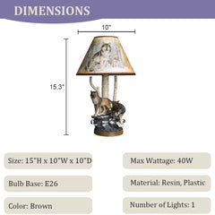 Aeyee Wolf Table Lamp, Rustic Bedside Lamp with Resin Base, Retro Night Light, Accent Lamp for Bedroom Reading Nightstand
