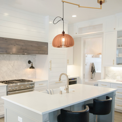 Aeyee Adjustable Swing Arm Pendant Light Vintage Dining Room Light Flexible Hanging Light Fixtures Wood Pendant Light for Dining Room